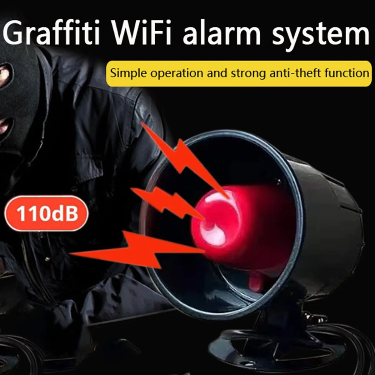 ☶❈＊♥AC877-Smart Home Security System WIFI 433Mhz Wireless Alarm Siren Easy Installation Ideal for Home and Safety EU Plug
