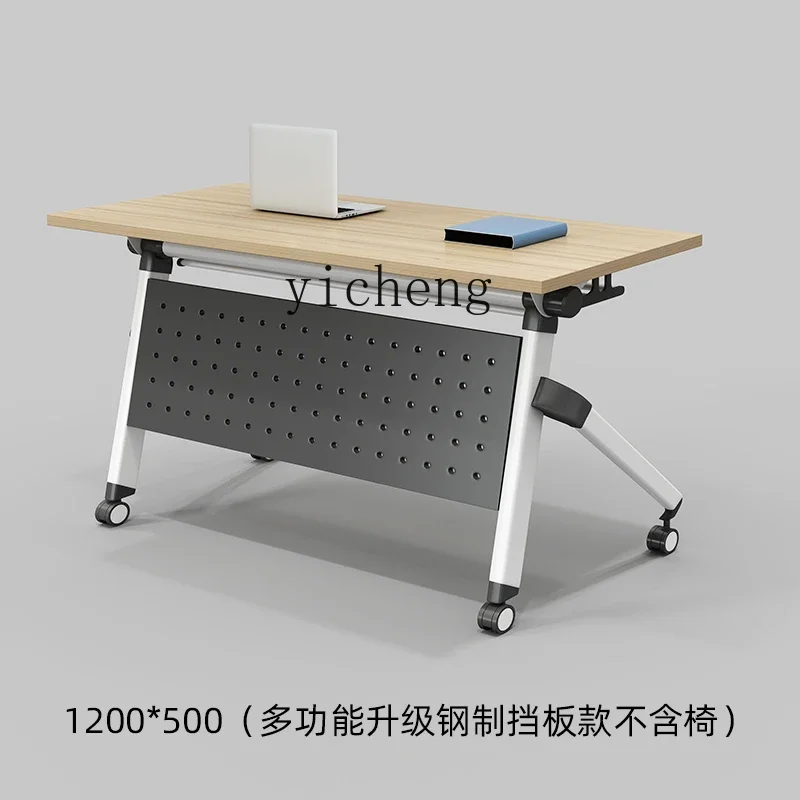 

Training Folding Conference Table Spliced Bar Table Educational Institution Mobile Desk with Wheels