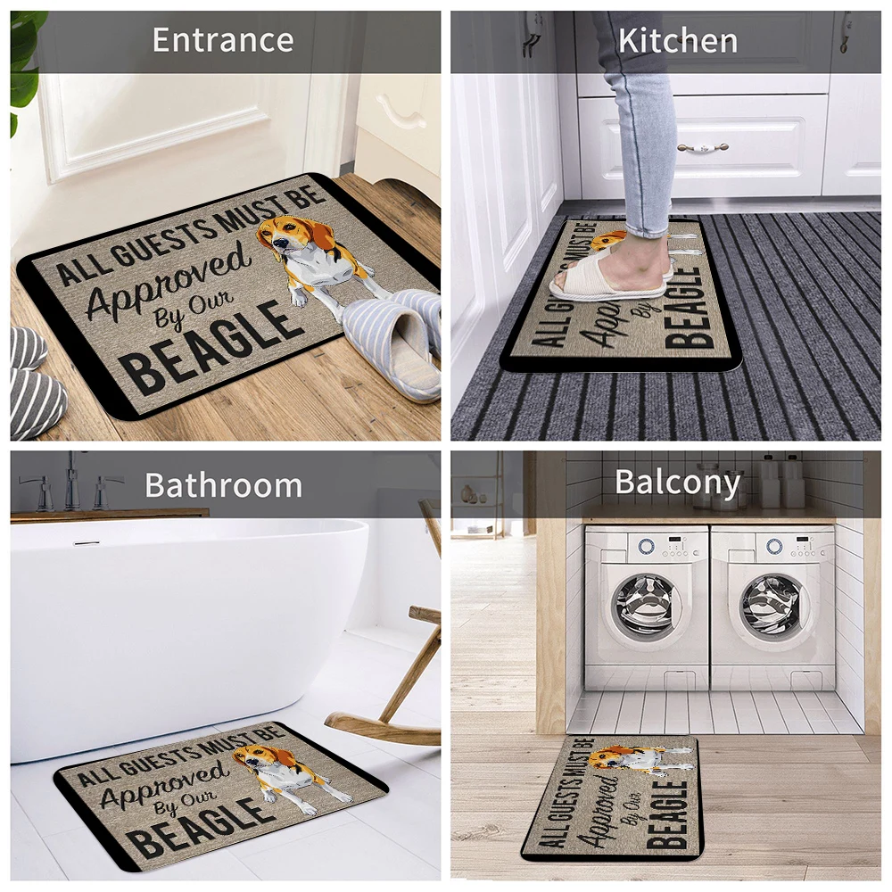 CLOOCL Fashion Animals Doormats All Guests Must Be Approved By Our Beagle 3D Printed Flannel Indoor Carpets Rugs Home Decor