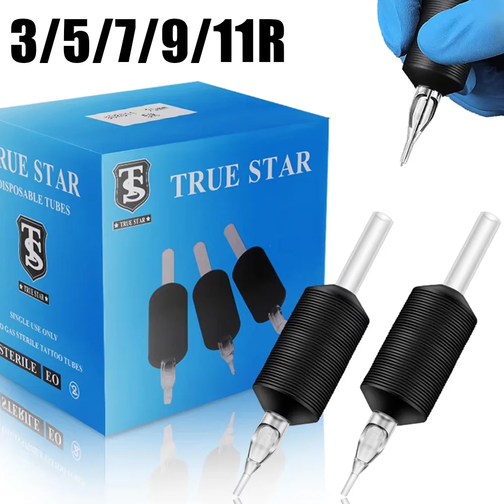 

25MM Silicone Disposable Tattoo Grips Tubes Plastic Sterilized Clear Long Tips 3/5/7/9/11R Round Tattoo Tubes for Tattoo Needle