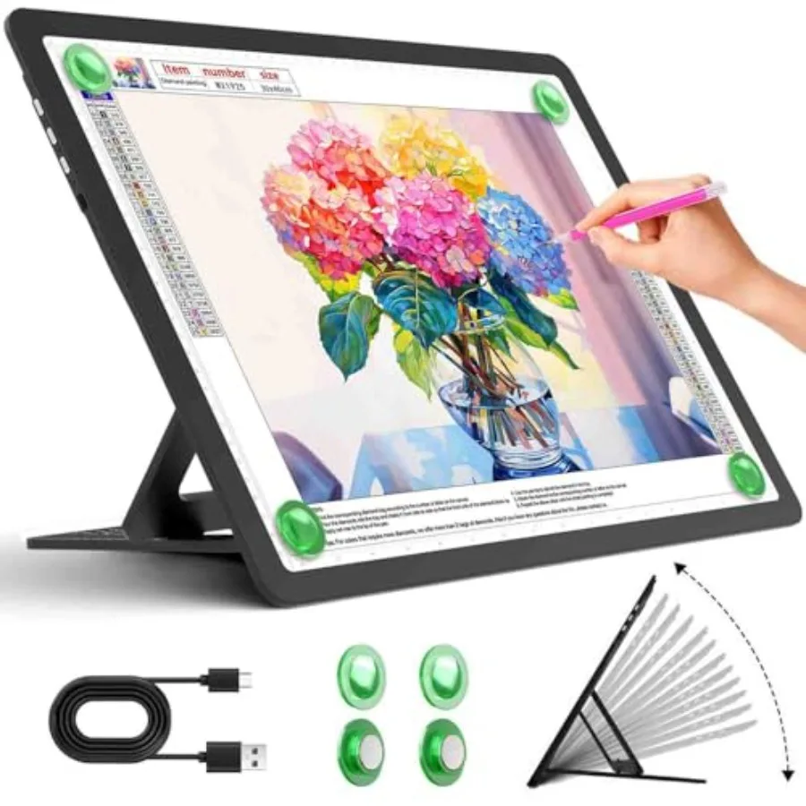 

Rechargeable A3 Light Board with Built-in StandSuper Bright Magnetic Light Box for Tracing Wireless Light Pad for Diamond Paint