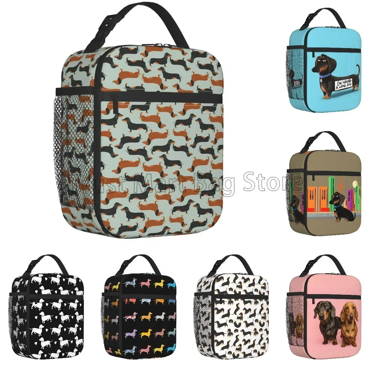 Dachshund Dog Print Reusable Insulated Lunch Bag Cooler Thermal Bento Tote Bag for Men Women Office Hiking Camping Picnic Beach