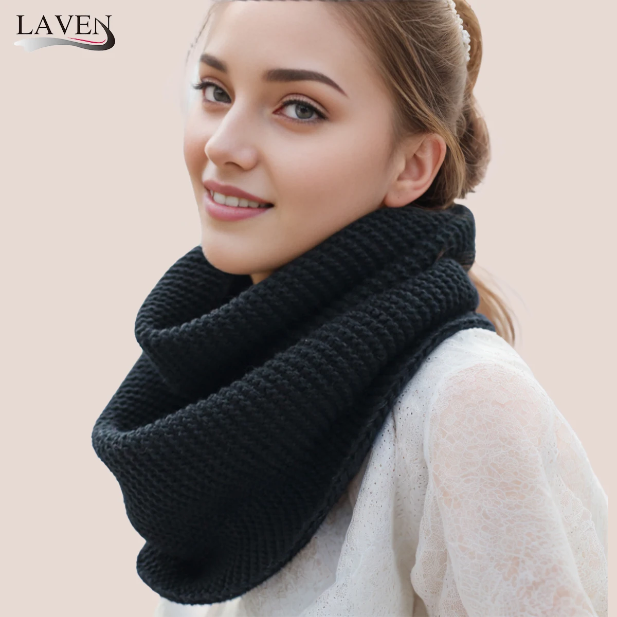 

Сплошной цвет толстый вязаный шарф для женщин осень-зима корейский стиль теплый шейный шарф