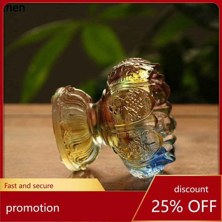 

Cz colored glaze rich lotus eight auspicious candlestick buddhist supplies butter offering seat small offering bowl colorful