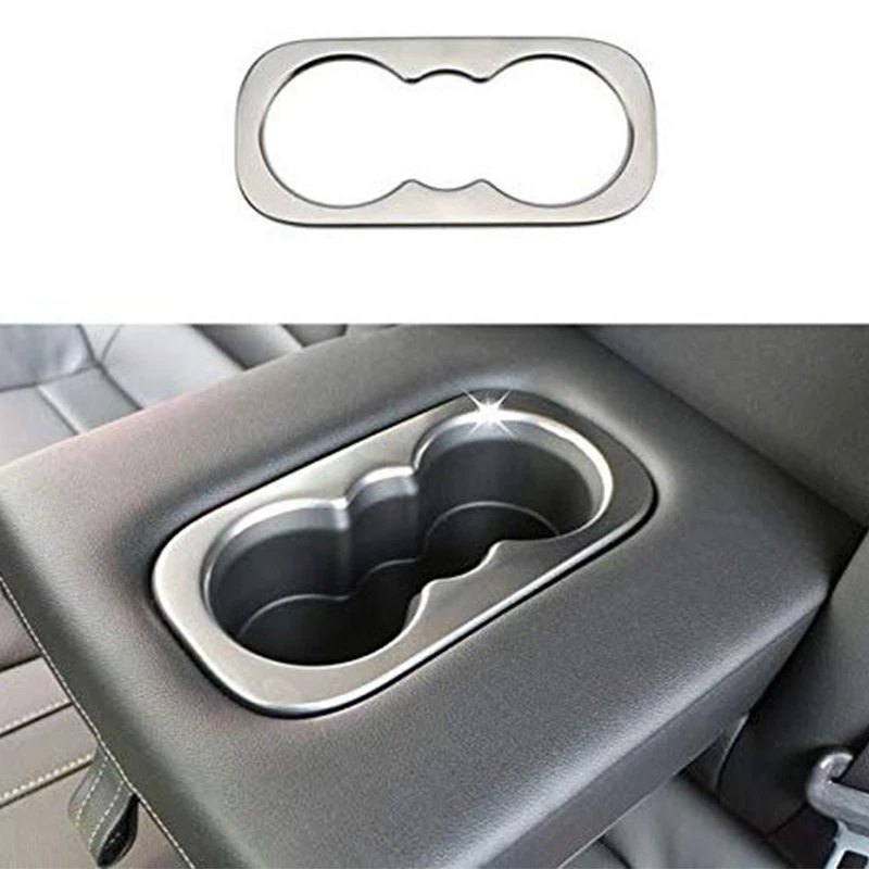 Auto Accessory Chrome Matte Rear Central Water Cup Holder Frame Cover Trim For Renault Koleos 2017 2018 2019 / ABS image 5