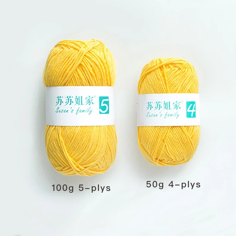 Susan\'s Family 60 Colors 5-ply Cotton Yarn about 100g/200m Per Piece 60% Cotton 40% Acrylic Crochet and Knitting Yarn