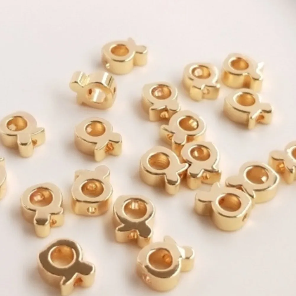 

Copper 14K Gold Color Perforated Fish Jewelry Accessories Fish Bracelet Bead Separator Loose Bead Pendant DIY String Ornament