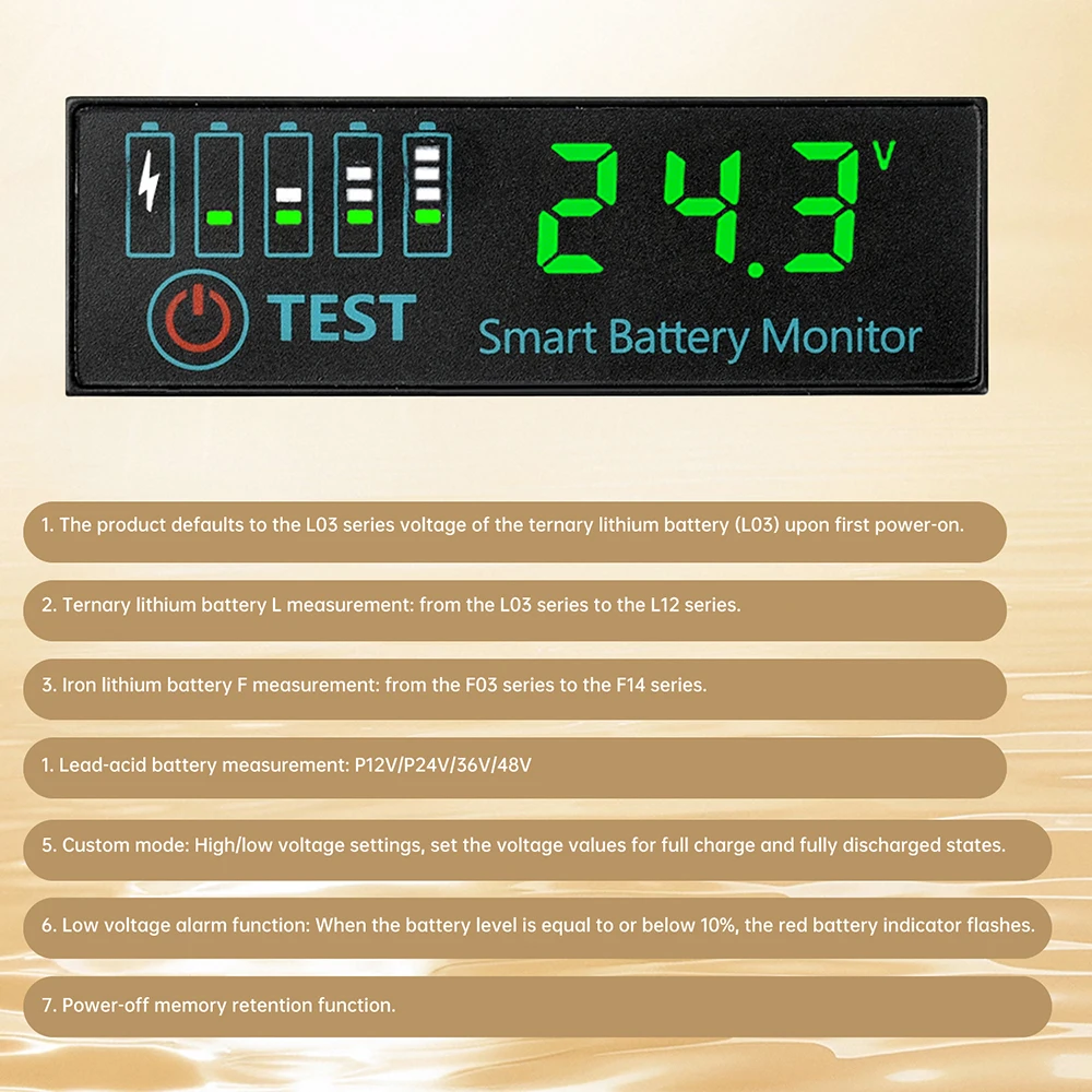DC 7-55V 4615N Universal Batterie Ladeanzeige Panel LED Anzeige Säure Batterie Lithium Batterie Spannung Ladeanzeige – Detail 2