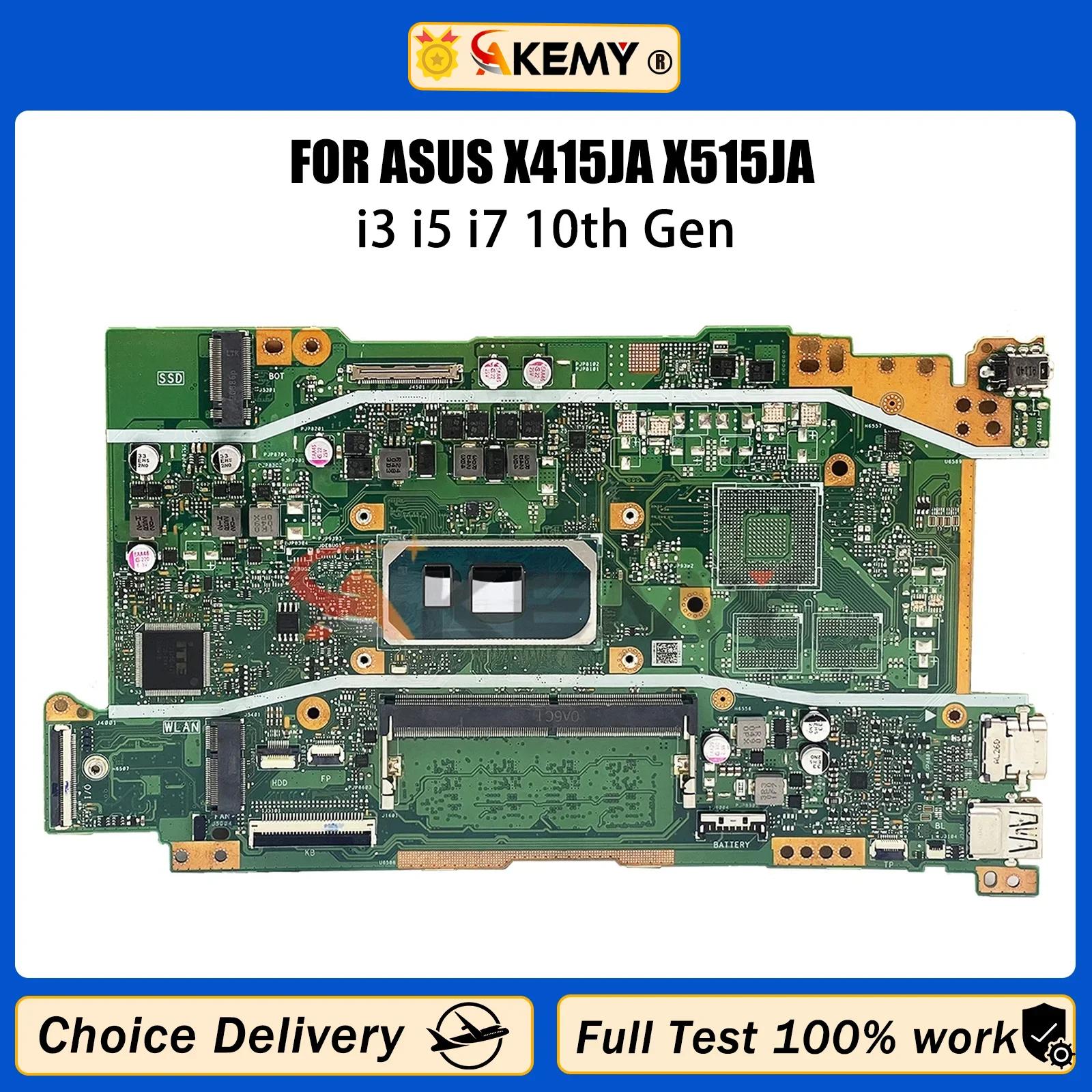 

AKEMY X415JA Mainboard X415JP X415JF V5200JA P1411CJA P1411CJP X515JA X515JP X515JF X515JAB P1511CJA Laptop Motherboard i3 i5 i7