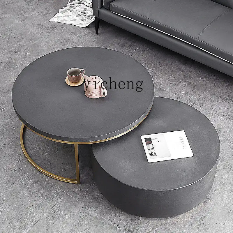 Cement coffee table round light luxury Nordic creative i modern simple expression industrial style