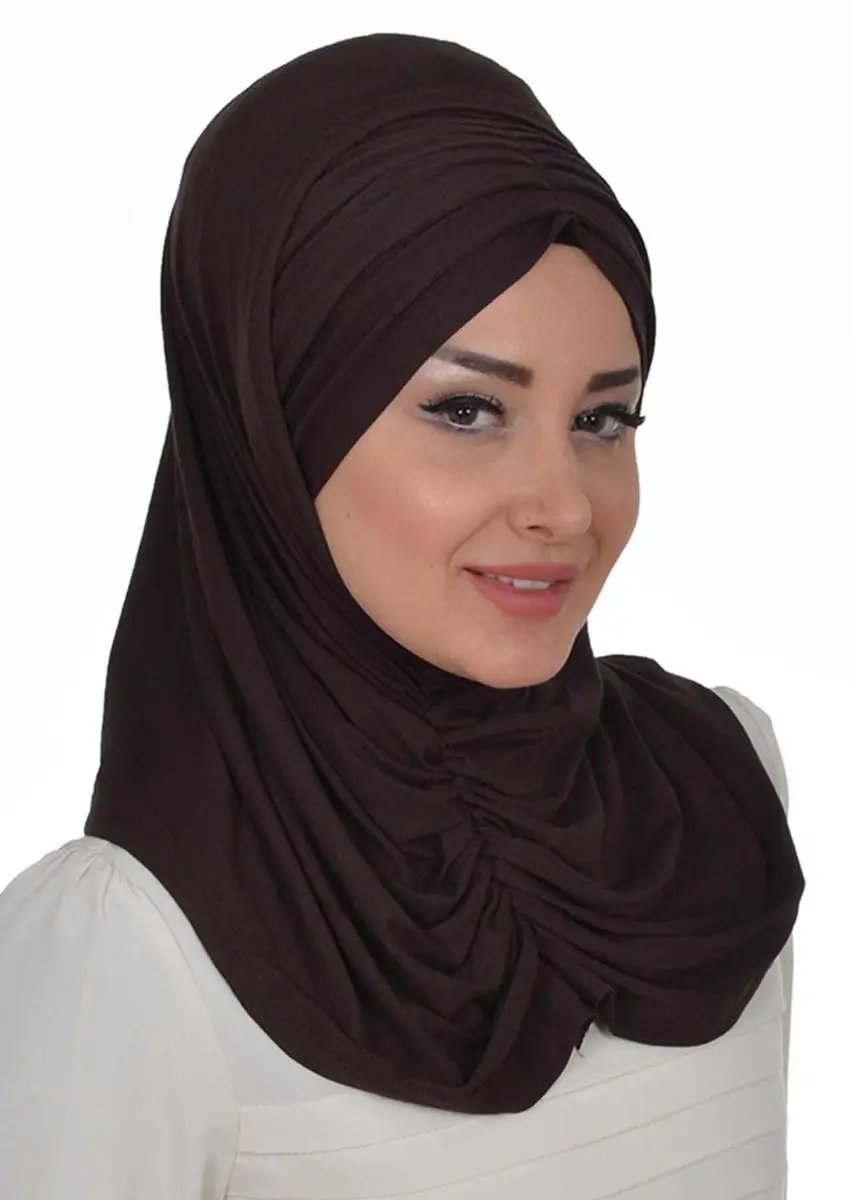 Ensemble d'écharpe plissée en os, café