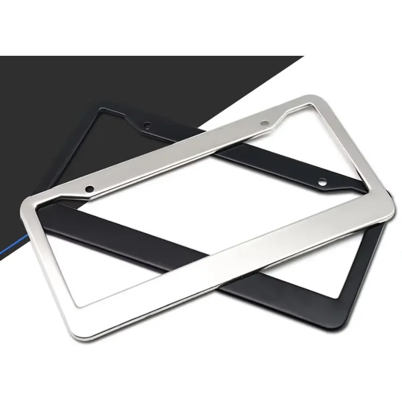 Stainless Universal US Model License Plate Frame Steel Front And Rear Metal Car License Plate Frame Label Cover Screw Cap