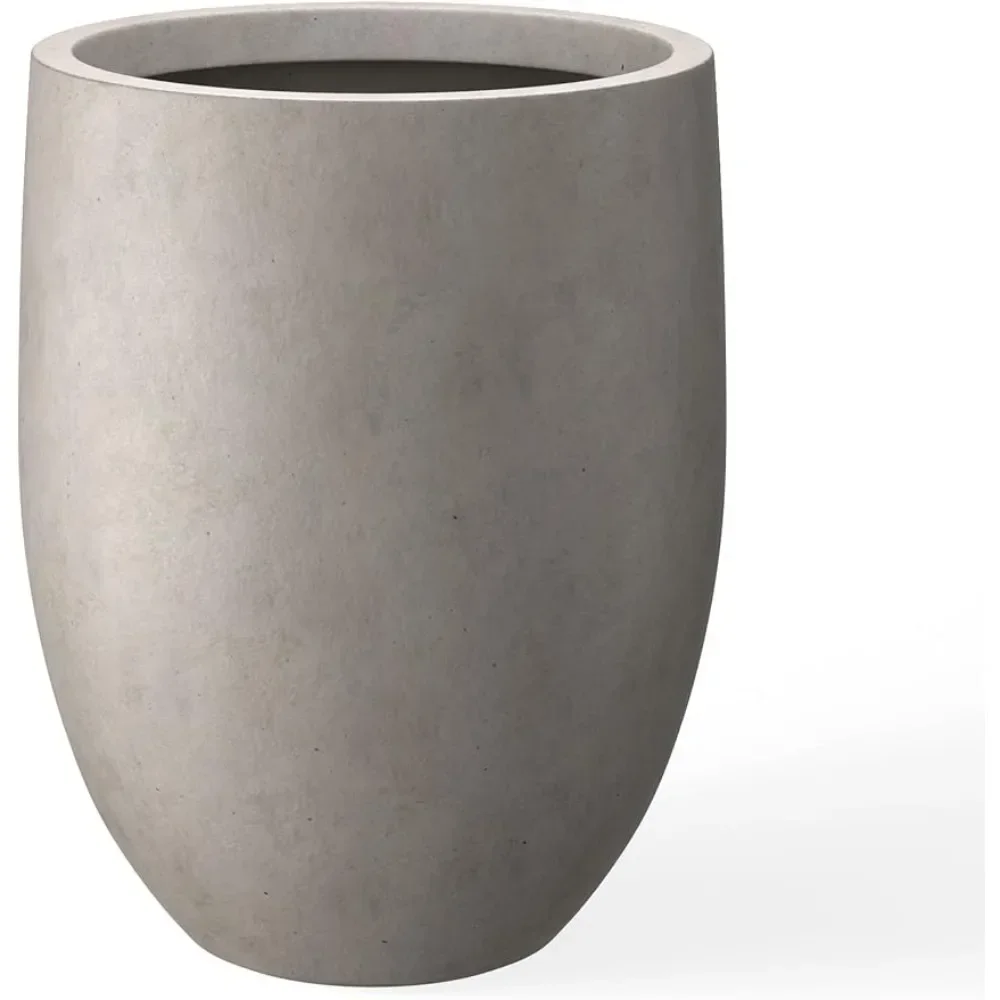 

Planter, Large Outdoor Indoor Decorative Pot with Drainage Hole and Rubber Plug, 21.7" H Weathered Concrete Tall Planter