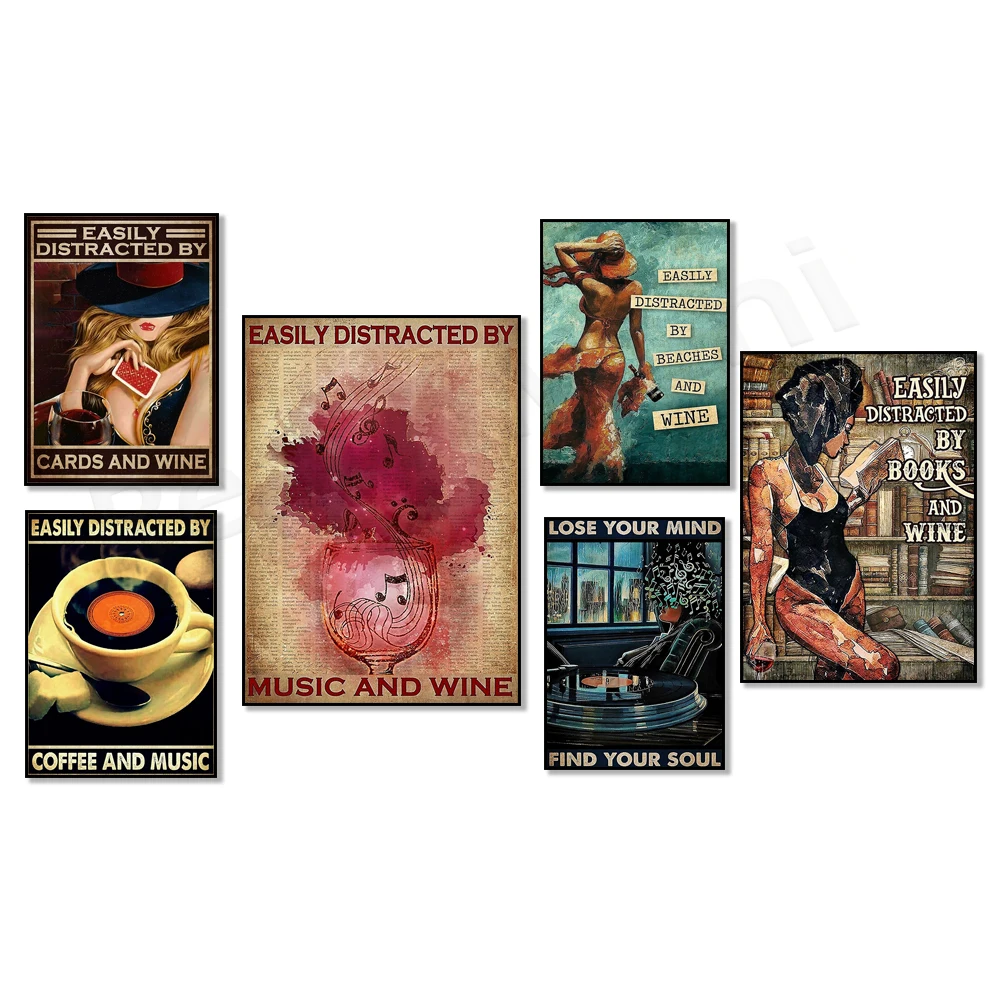 

Lose your mind find your soul music vinyl print, easily distracted by music and vintage retro poster, music art gift