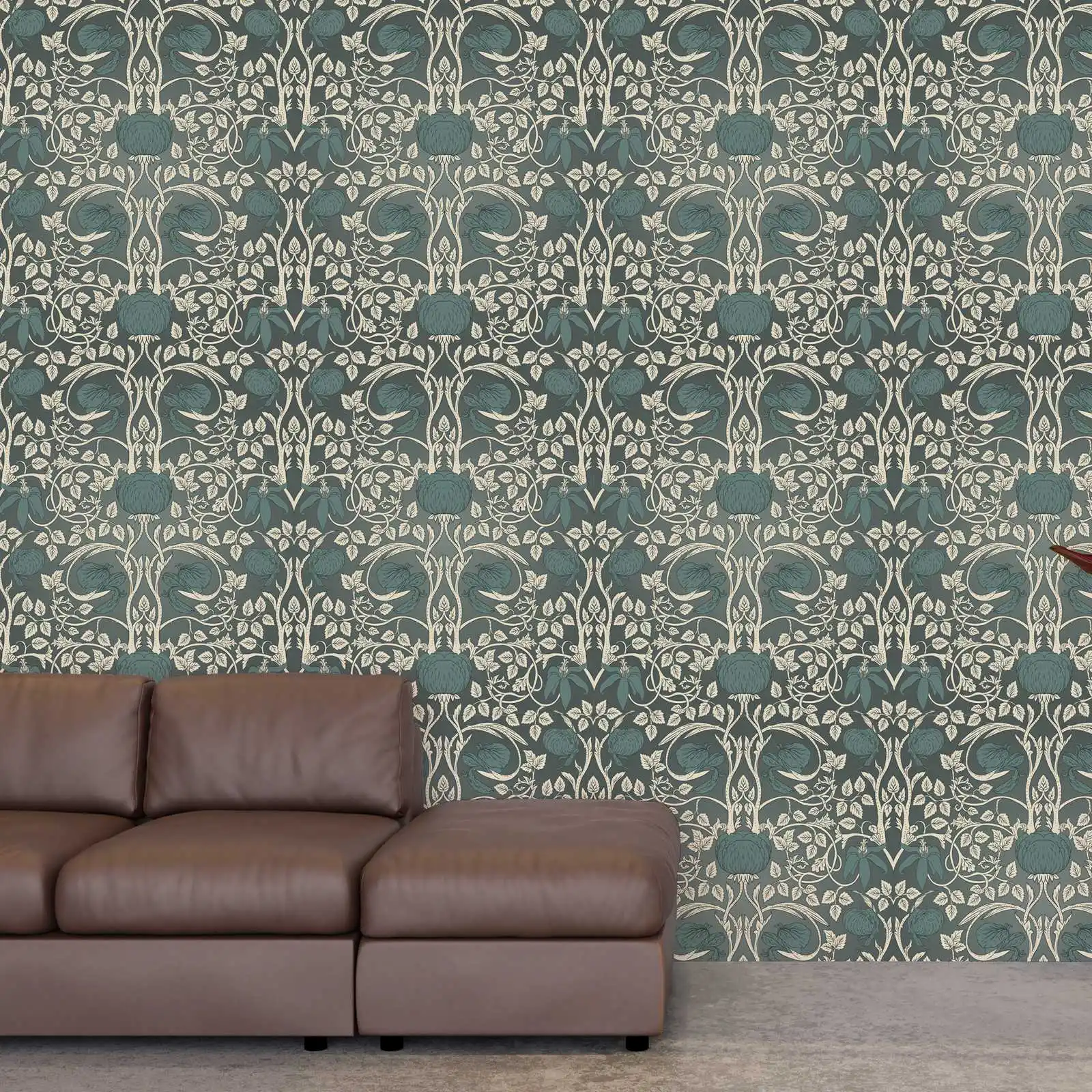 Baroque Damask Pattern Wallpaper Peel and Stick , Delicate Shading Elegant Patterngray Wall Mural  ,Abstract Grey Wall Paper