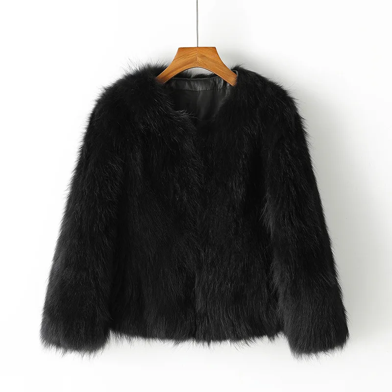 

Autumn Winter New Fashionable Short Fox Fur Coat Women's Leather And Fur Integrated Coat Casual Style V-Neck Seven-Sleeve