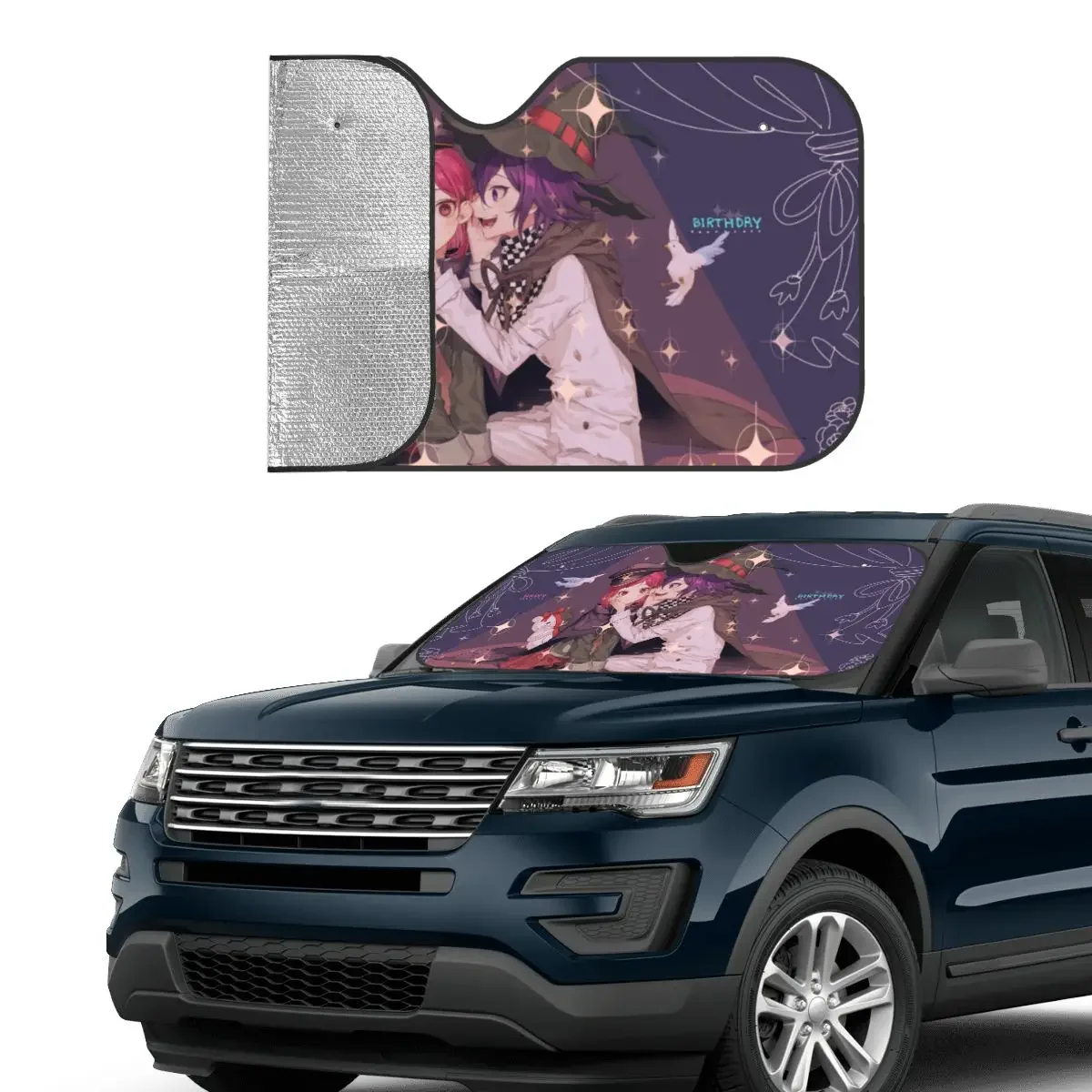 Danganronpa Anime Windshield Sunshade Collage Nagito Manga Novelty Car Front Window Visor 76x140cm Sun Visor UV Protector