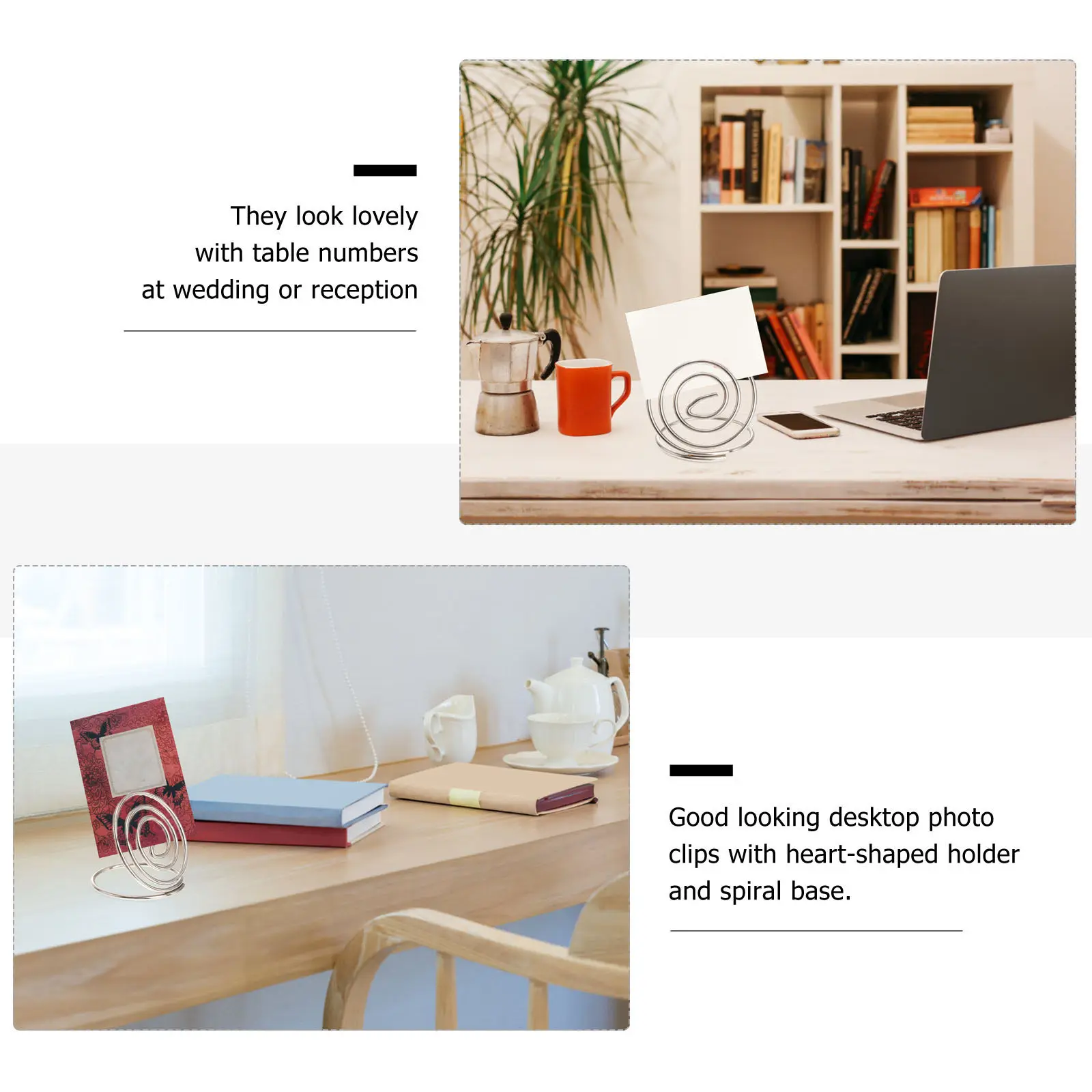 

24Pcs Desktop Memo Clips Stainless Steel Heart Shape Table Number Holders for Photo Paper Menu Note Display Stand Office Wedding
