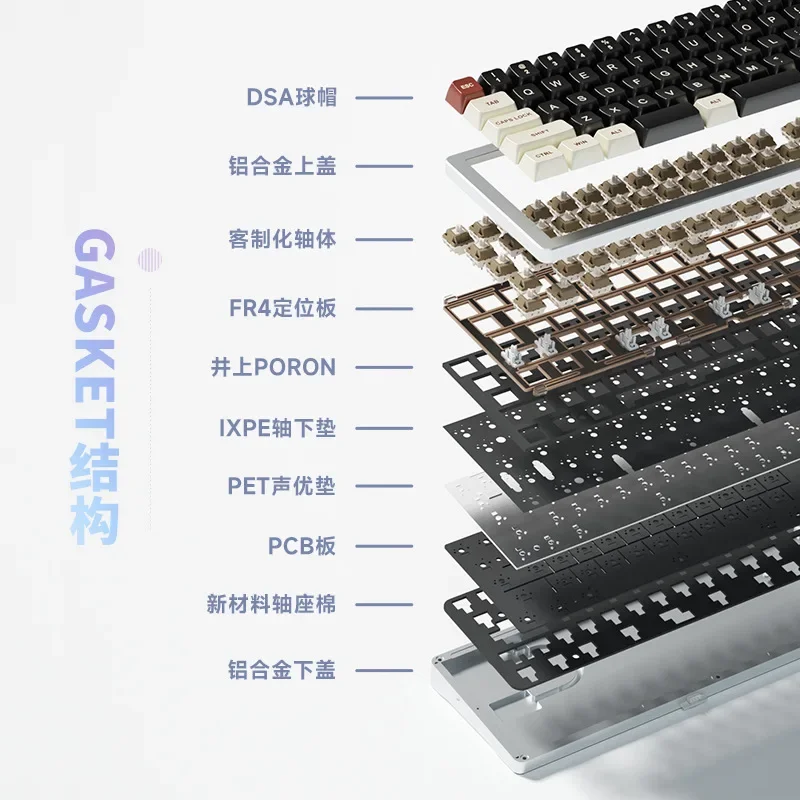 Imagem -02 - Weikav Sugar65 Kit de Teclado Mecânico com Fio Junta Rgb Cnc Fr4 Alumínio Teclado para Jogos 68 Kits Personalizados de Troca Quente para Computador