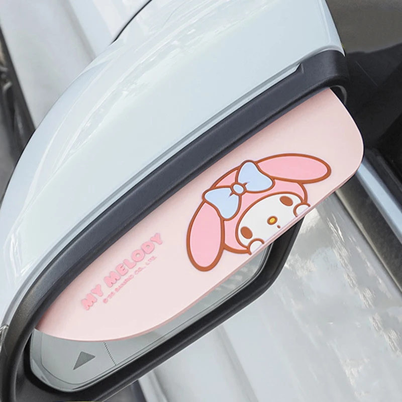 2Pcs Car Rearview Mirror Rain Eyebrow Anime Cartoon Cinnamoroll My Melody Reflector Car Windows Weatherboard Car Accessories