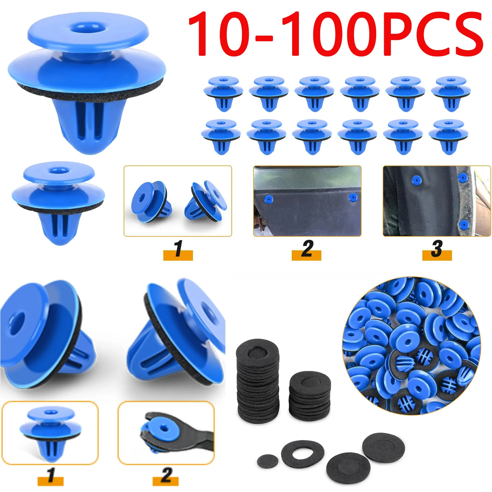 10-100X Car Exterior-Blue Nylon Wheel Arch Opening Moulding with Sealer Wheel Fender Flare Moulding Clips Retainers For Audi/VW