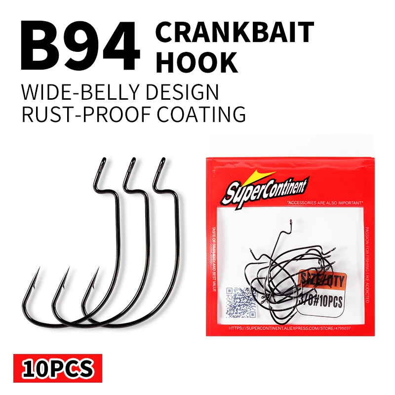Supercontinente 10udsB94Anzuelo de pesca Offset 6 # - 3/0 # Anzuelo de manivela para cebo de gusano blando, anzuelo, accesorios de aparejos de pesca - imagen 3