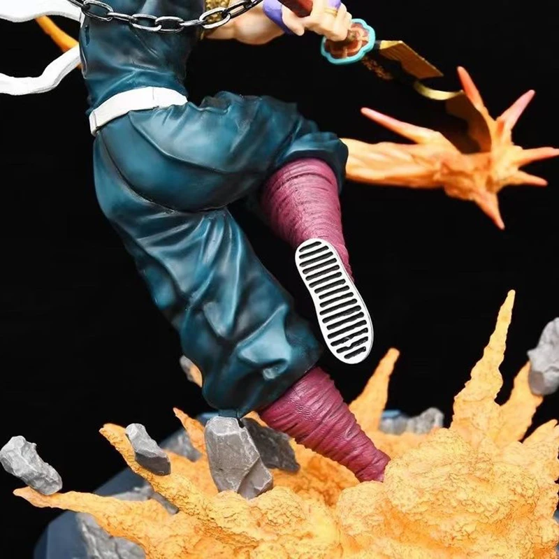 37cm Anime Figur Dämon Slayer Up Uzui Tengen Kimetsu No Yaiba PVC Action figur LED Licht Figur Sammler Modell Puppe Spielzeug