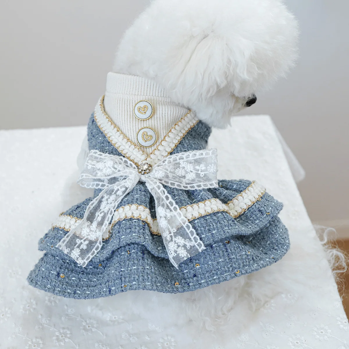 Fancy Dog Clothes Female Princess Luxury Puppy Dress Autumn Winter XS XL Costumes For Halloween Pet Animal Wear Chihuahua Suit