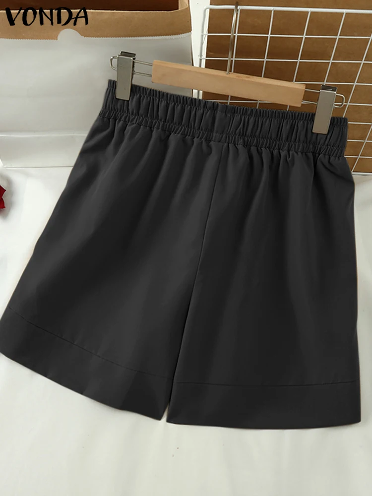 VONDA Weibliche Shorts 2024, Frauen Casual Taschen Einfarbig Kurze Hosen Sommer Lose Mode Top Up Hosen Übergroßen