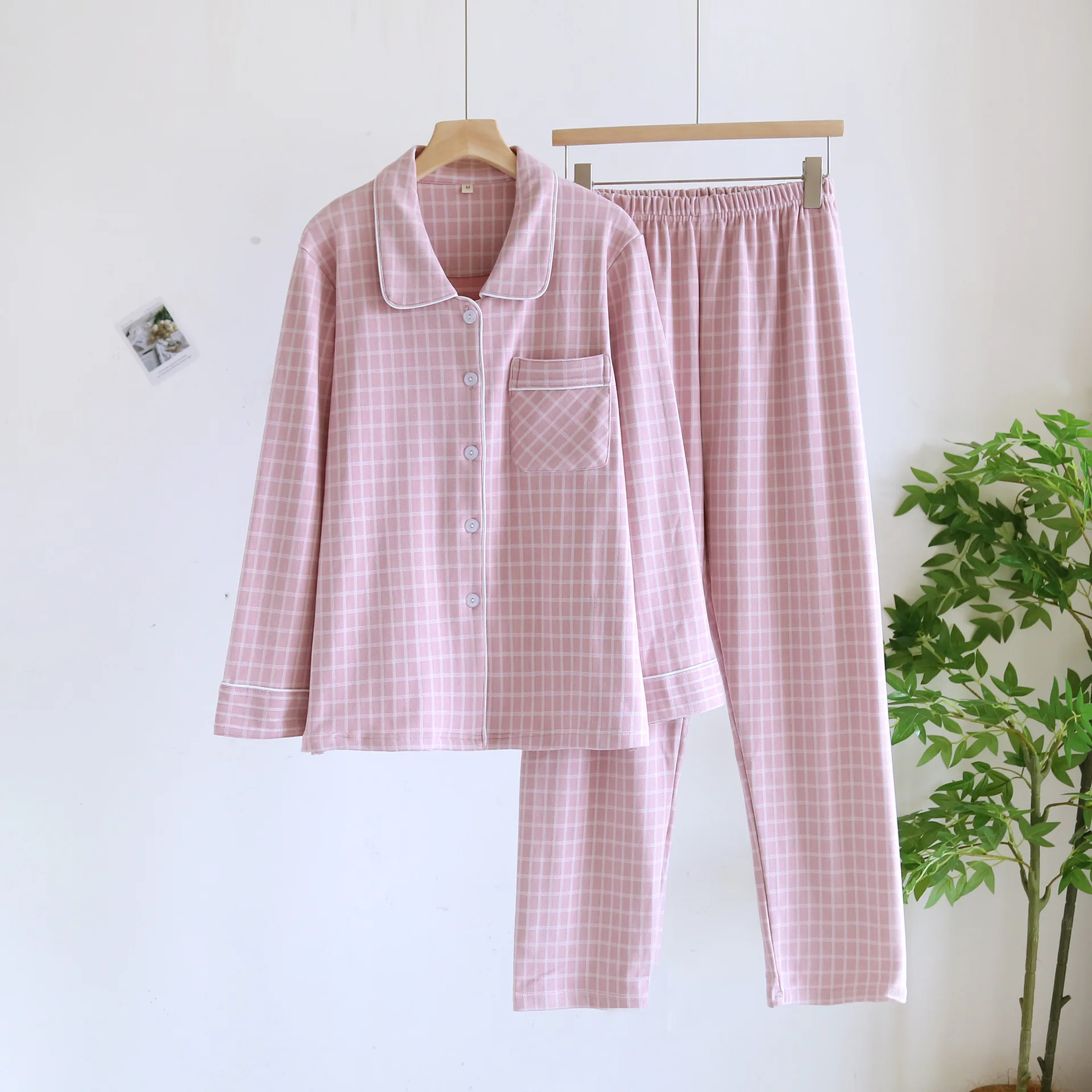 Plaid Print Pyjams Set Women Nightwear Pajamas For Sleep 2024 Autumn New Long Sleeve Women\'s Nightie Sleepwear Home Wear