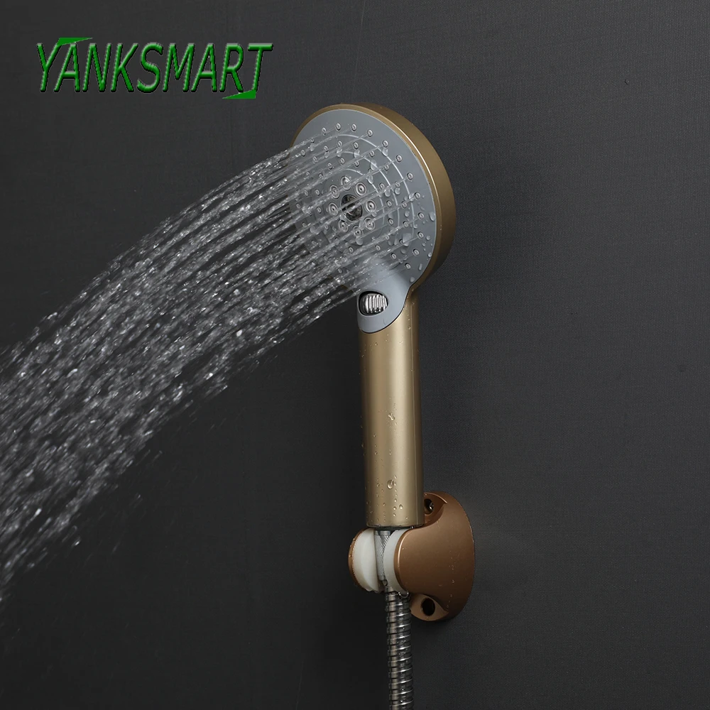 

YANKSMART High Pressure Handheld Shower Head with Hose Detachable Bracket Wall Mount Sprayer Settings Handheld Spray Nozzle Set
