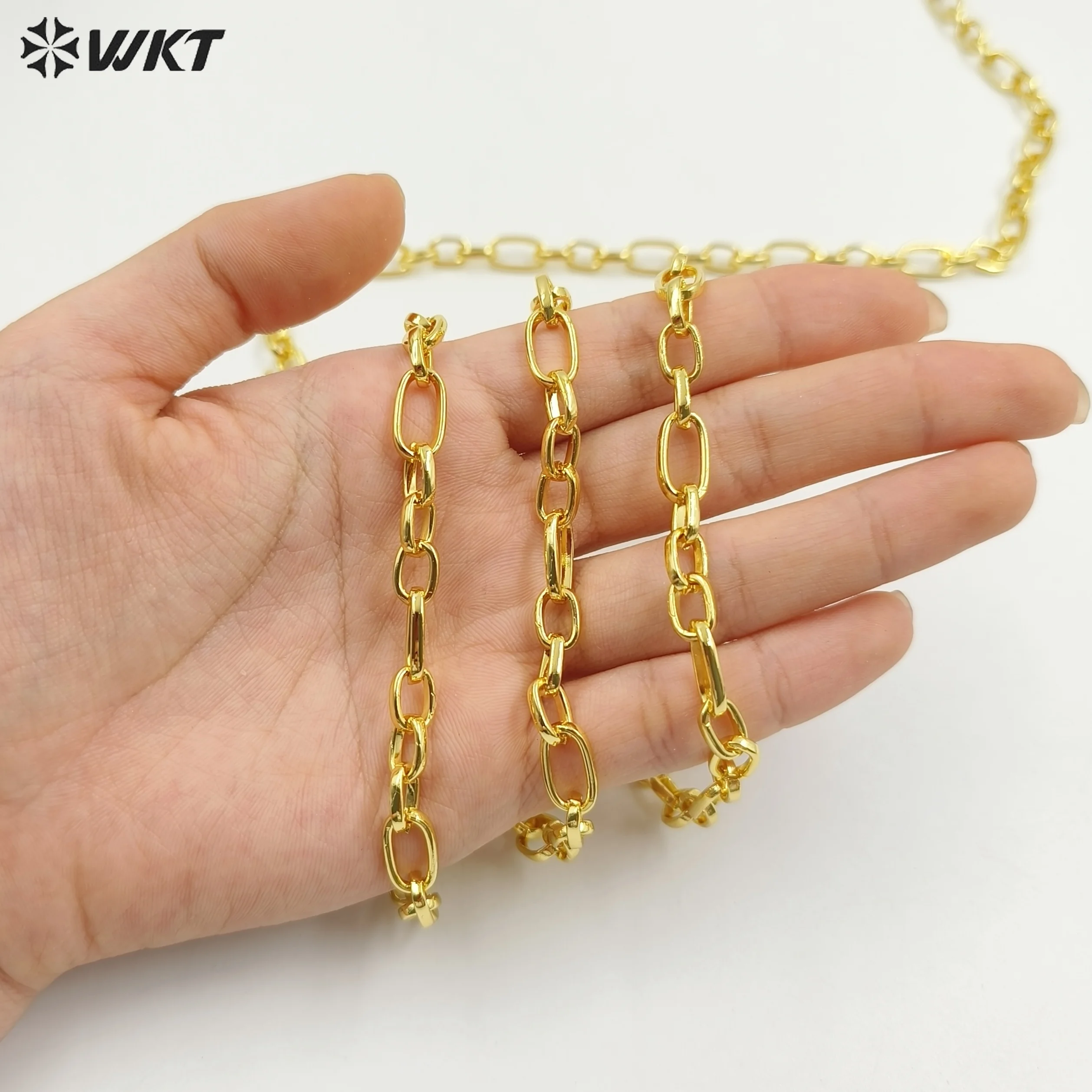 WT-BC232 Popular Simple 18K Real Gold Plated Handmade Brass Metal Chain For Jewelry Necklace Accesory Making Resist Tarnishable