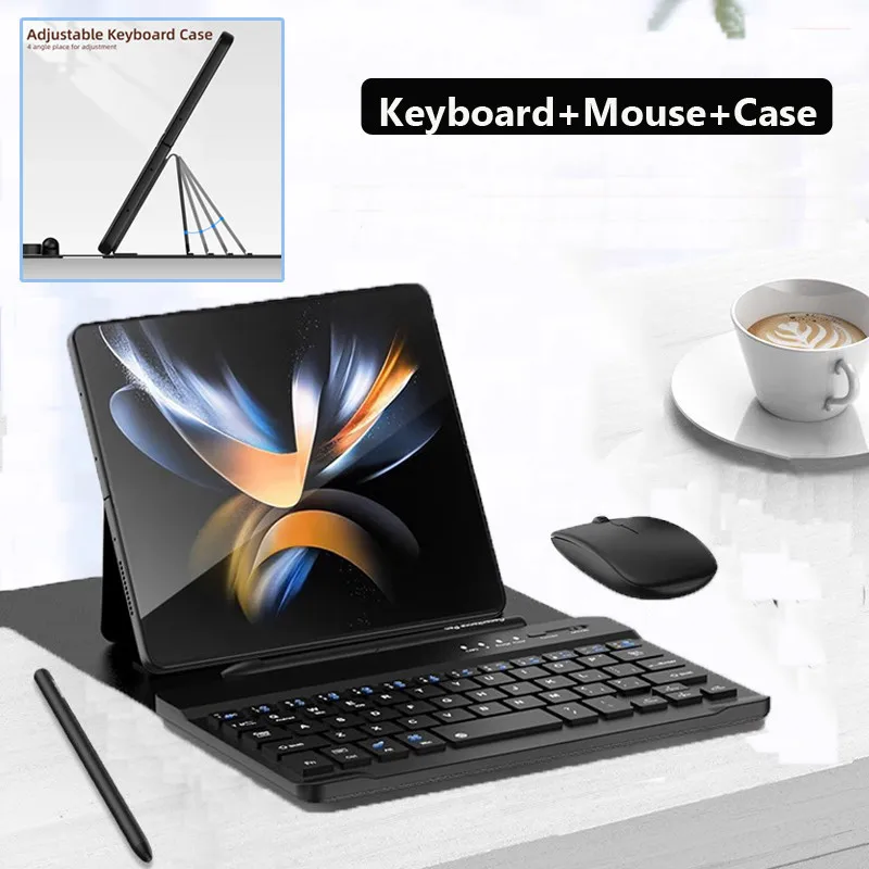 Bluetooth Magentic Keyboard Case for Samsung Z Fold 6 Z Fold5 5G 4 Fold1 2 3 4 5 Folding Stand Solf Shell Cover with Mouse