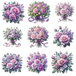 Fine Purple Rose Flower Iron On Heat Transfer Stickers For Women Man Clothes T-shirt Iron-On Transfers Vinyl Appliques