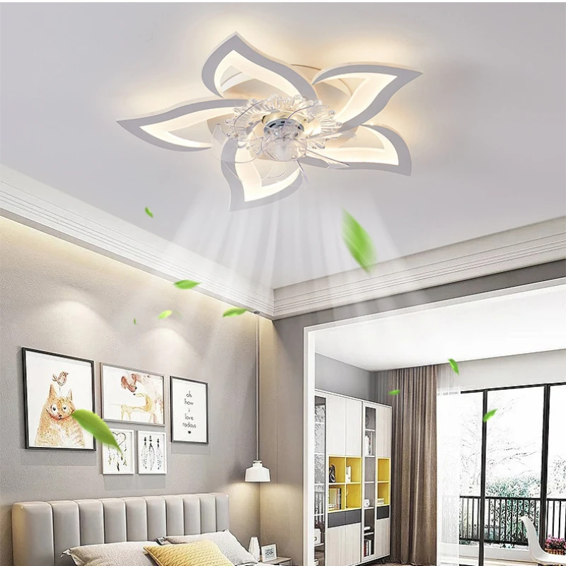 Imagem -06 - Modern Lustre Led Fan Luzes de Teto Dimmable Modelo Lâmpadas de Teto para o Quarto Mesa de Jantar Decoração do Quarto Flower Chandelier Home Appliance