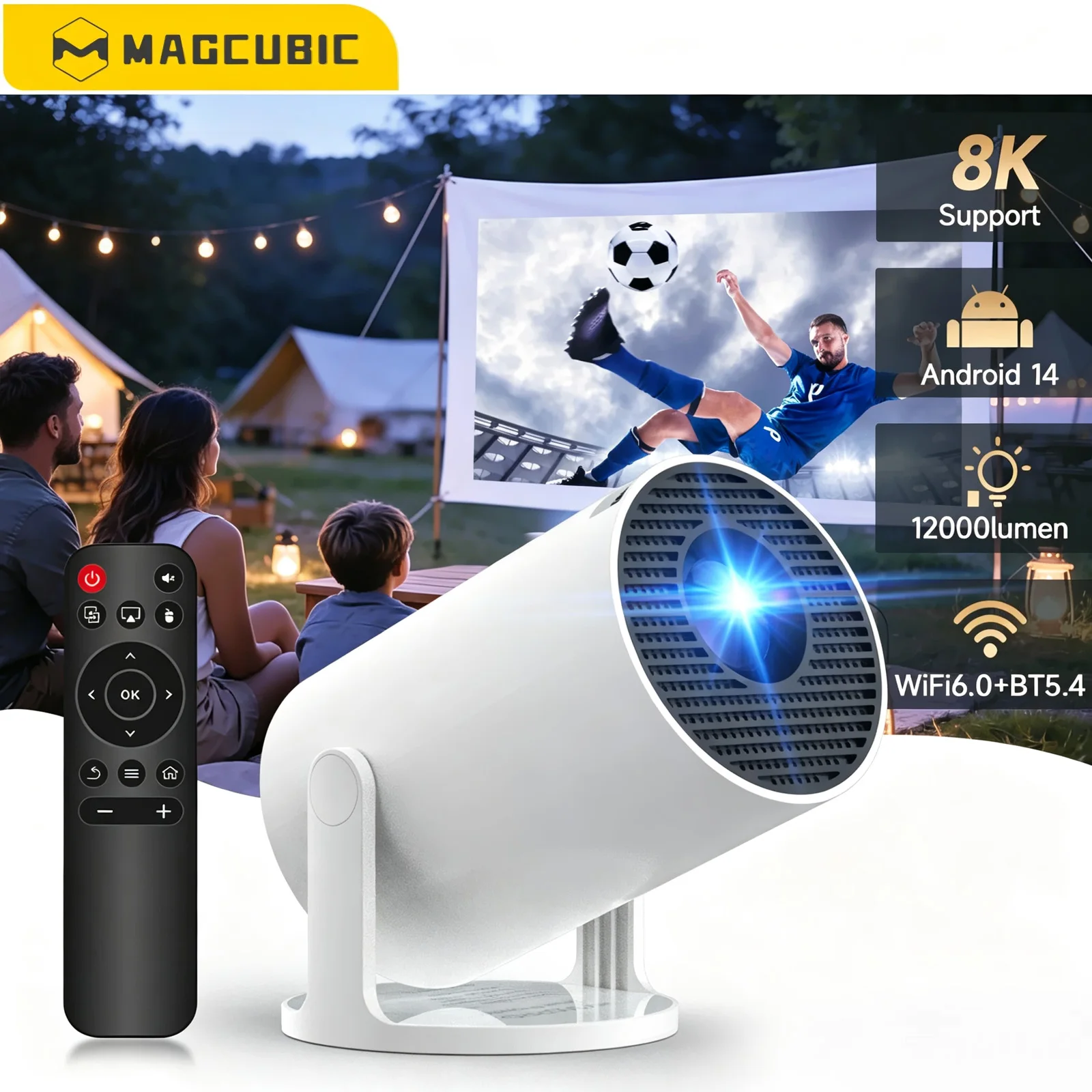 Magcubic Projektor 8K Wifi6 Android Mini-Beamer Dual WIFI BT5.4 Heimkino Outdoor HD Tragbar