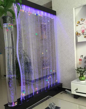 Water Curtain Wall Water Wall Bubble Large Acrylic Screen and Partition Hallway Fish Tank Living Room Aquarium