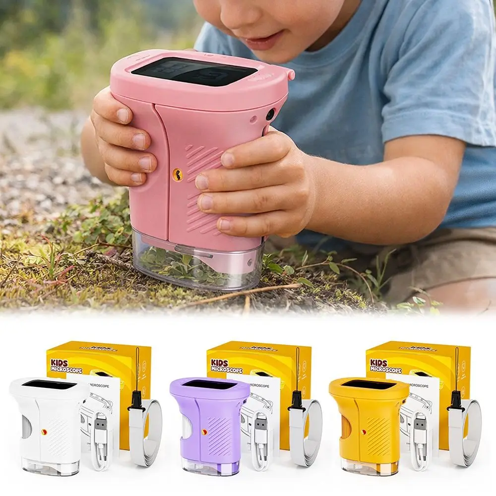 New 1000X Handheld Microscope Rechargeable Mini Digital Microscopes 2.4 Inch Screen Children Exploration Microscopes Gifts