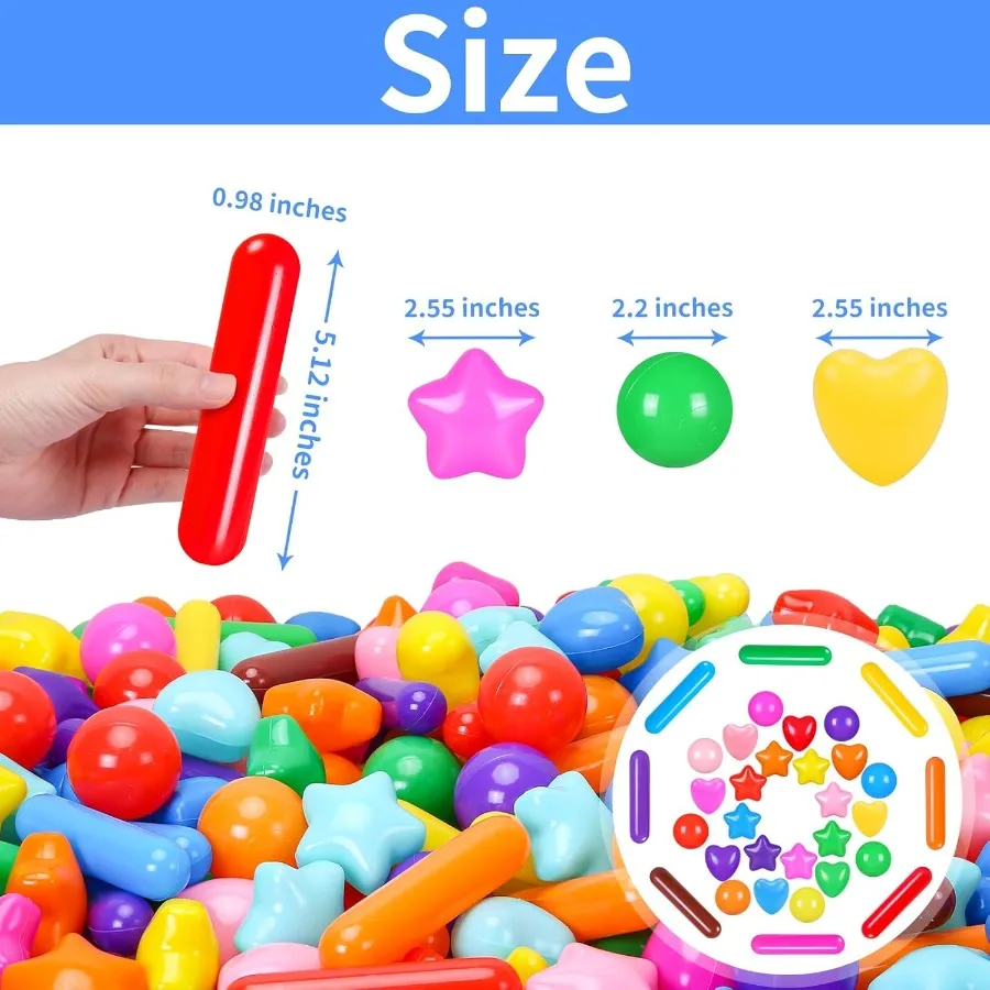 Ball Pit-Bälle für Kleinkinder, bunte 200-Ball Pit-Bälle, zerkleinerungssichere Spielzeugbälle aus Kunststoff für Kleinkinder, Ballgruben, Ballgruben-Spielzelt