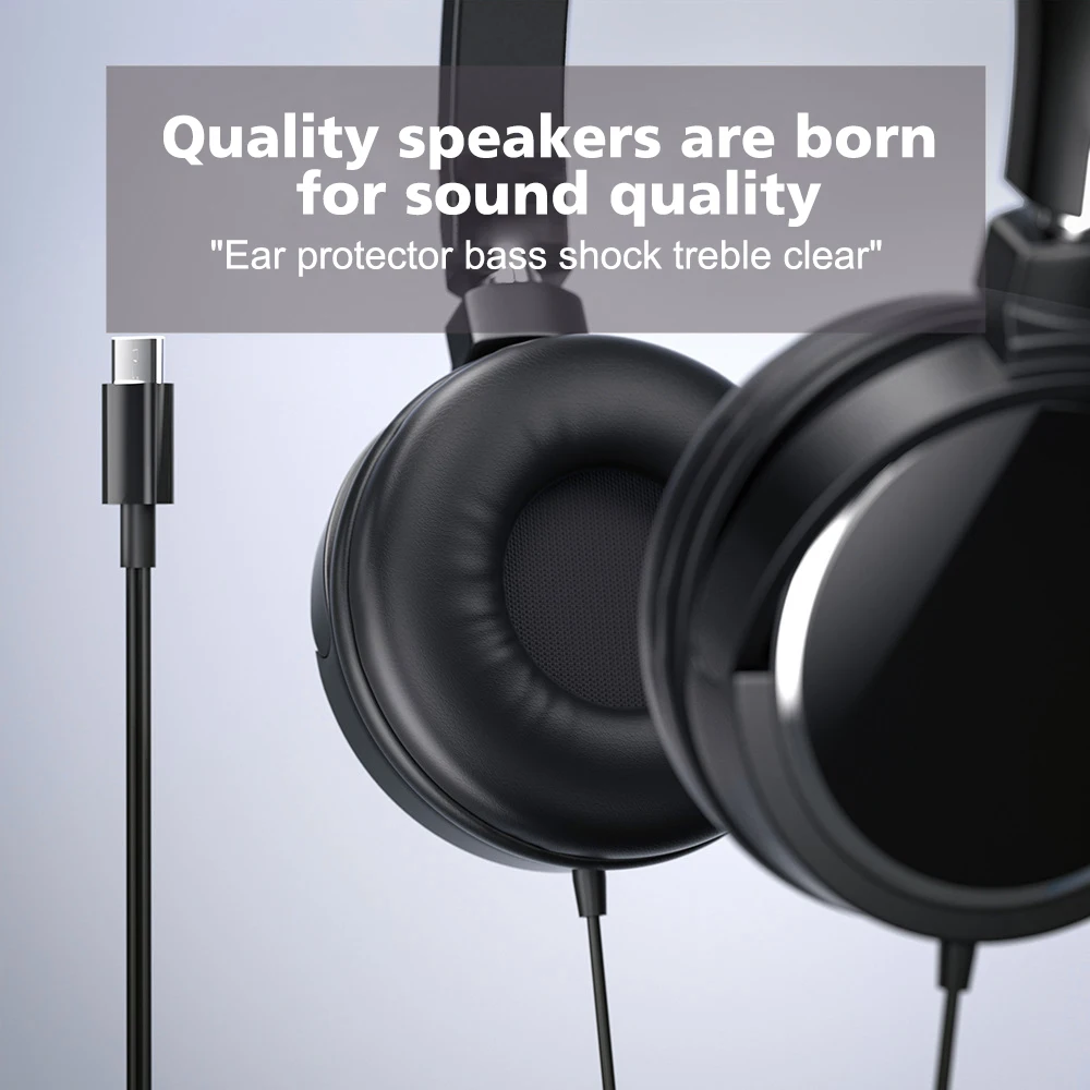 3.5 مللي متر/Type-C سماعات أذن سلكية إلغاء الضوضاء الأعمال فوق الأذن سماعة مرنة قابل للتعديل سماعات ستيريو للكمبيوتر MP3 المحمول #5
