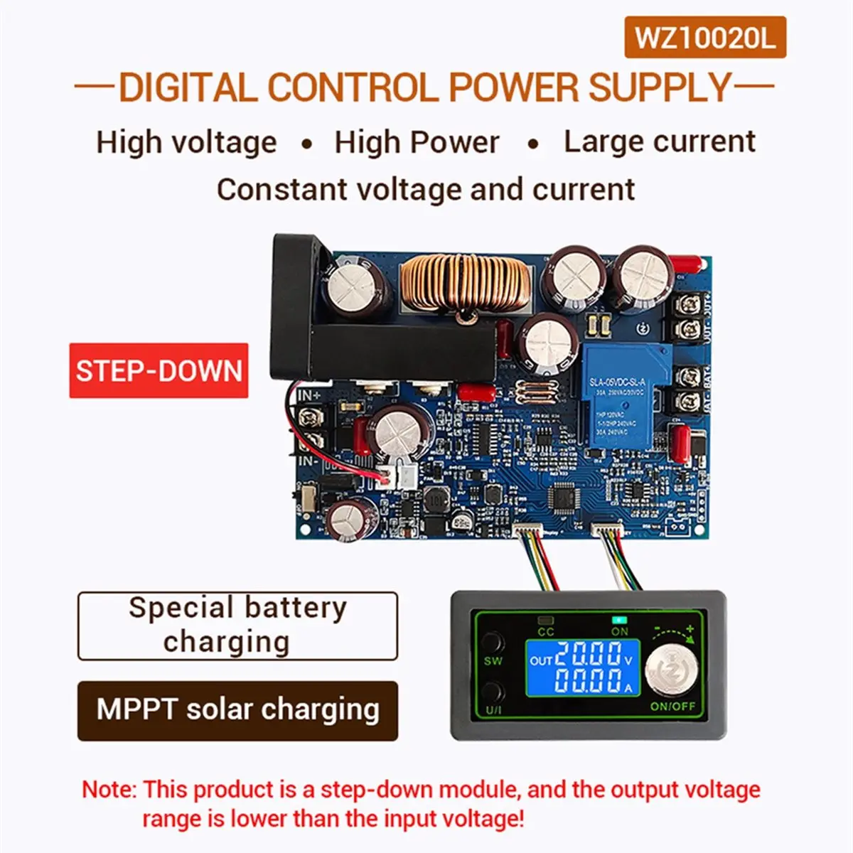 (A99Z] DC 0-100V 20A 1000W LED Digital DC Step-Down Voltmeter Constant Voltage Current MPPT Solar Energys Battery Power Supply