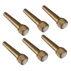 6pcs 31x8.4mm Pearl Dot Acoustic Guitar Metal Bridge End Pins  Golden