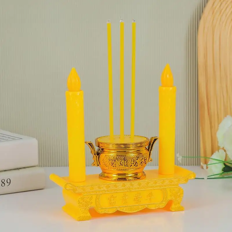 LED Electronic Vintage Candle Holder Flameless Burner Candlestick Rustic Home Decor for Holiday Gathering Dinner Table