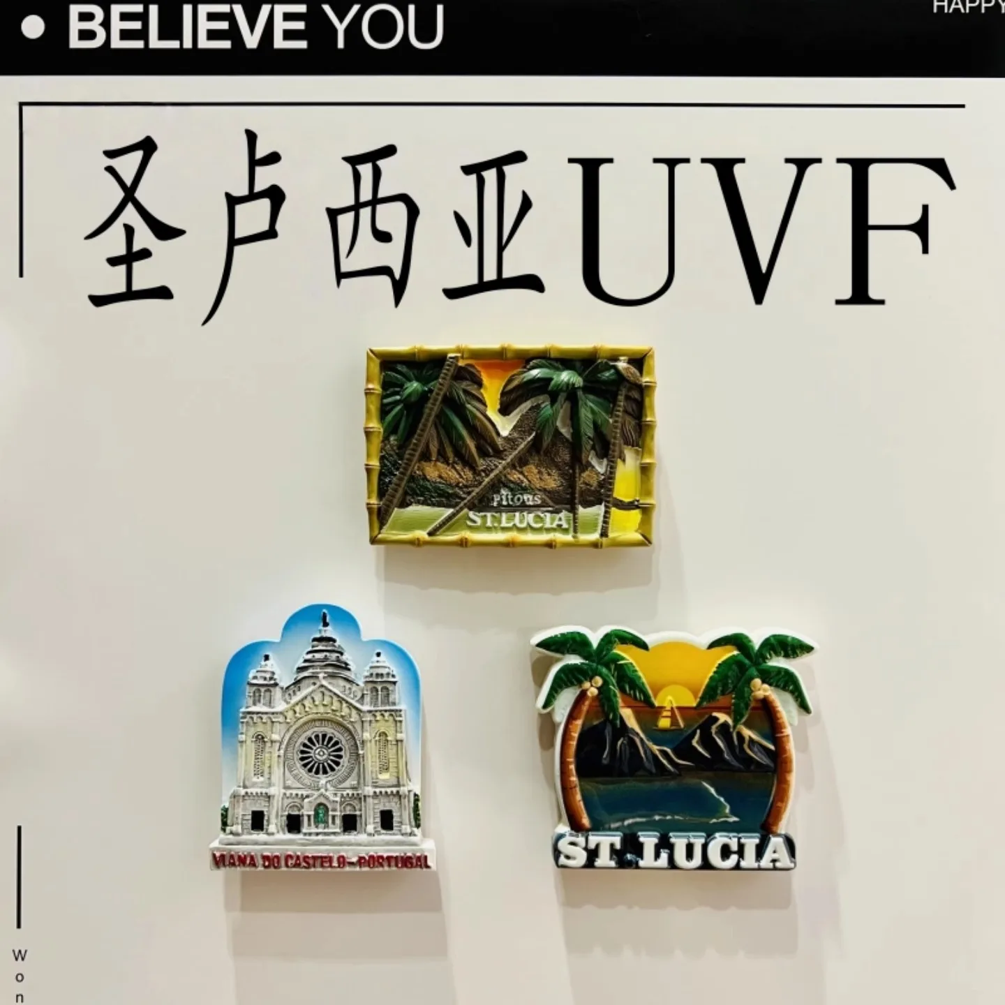 Saint Lucia 3D Fridge Magnets Ornament Souvenir Resin Refrigerator Magnets Sticker Collection Handicraft Gift Home Decoration