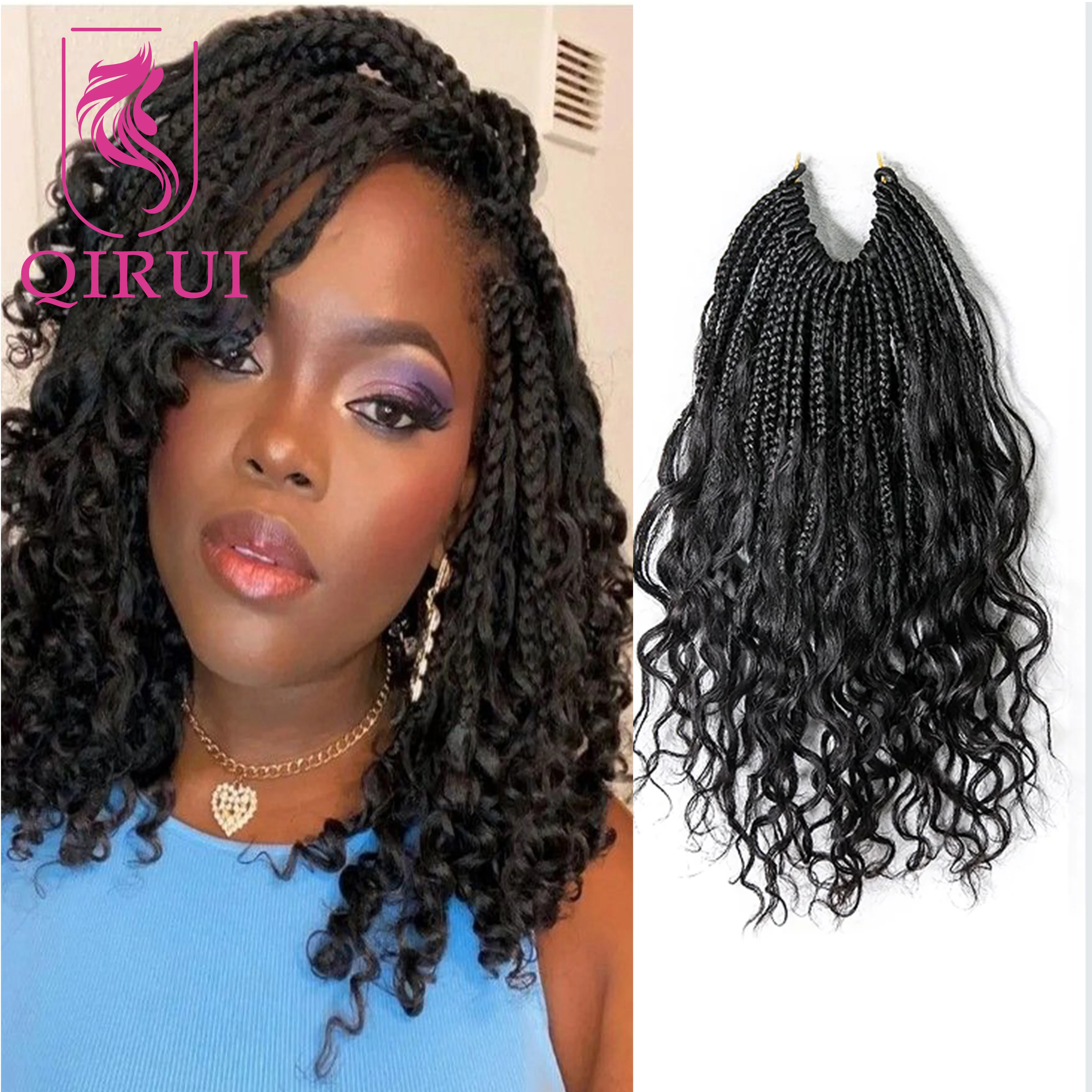 

10-дюймовые крючковые плетеные косы в стиле бохо с кудрями из натуральных волос, предварительно связанные, для женщин, натуральный цвет