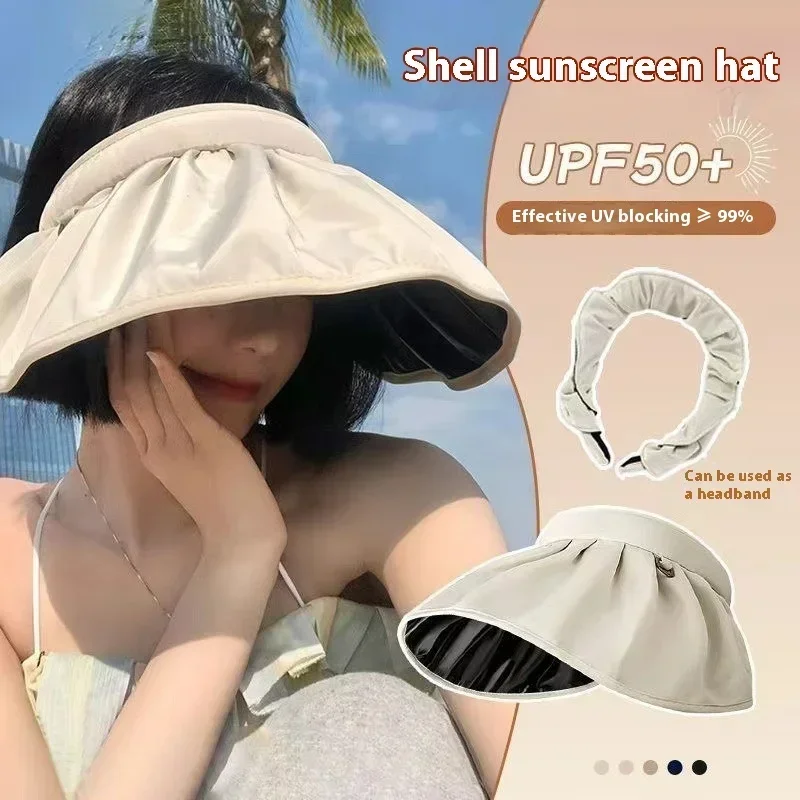 

5-Color Optional Vinyl Shell Hat Women's Outdoor Empty Top Sun Hat UV Protection Sun Protection Hat