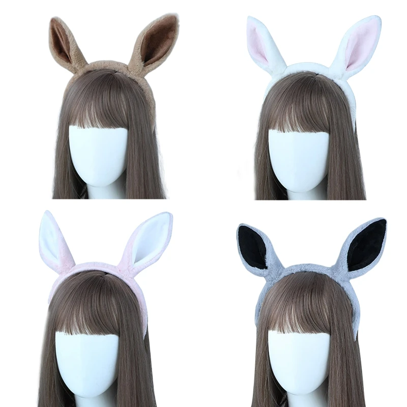 Horse Ear Headband Animal Hair Hoop Faux Fur Dunkey Ears Plush Horse Ears Realistic Lolita Headband Horse Cosplay