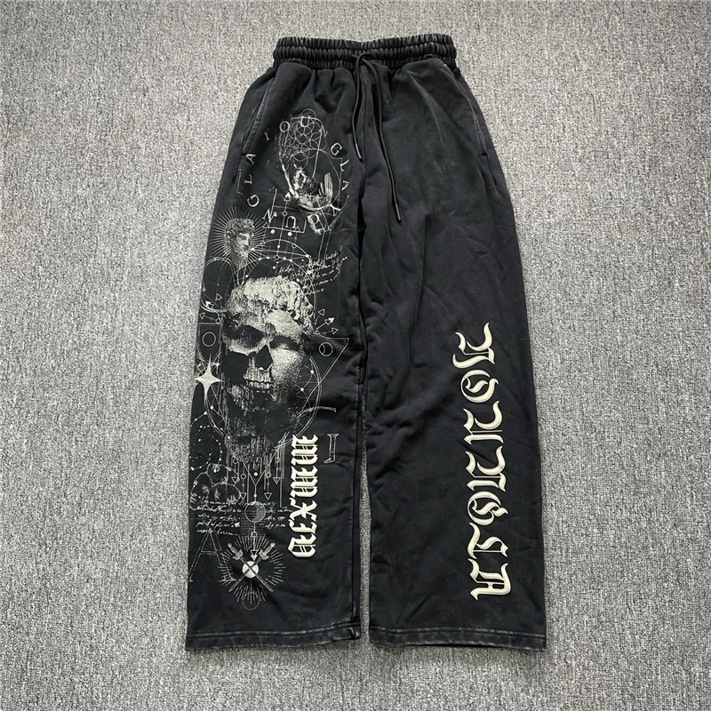 

Men's Straight Leg Fitn Sweatpants American Sle Wide Leg Cotton Pants Non-Sinkable Comfortable Breathable Long Trousers