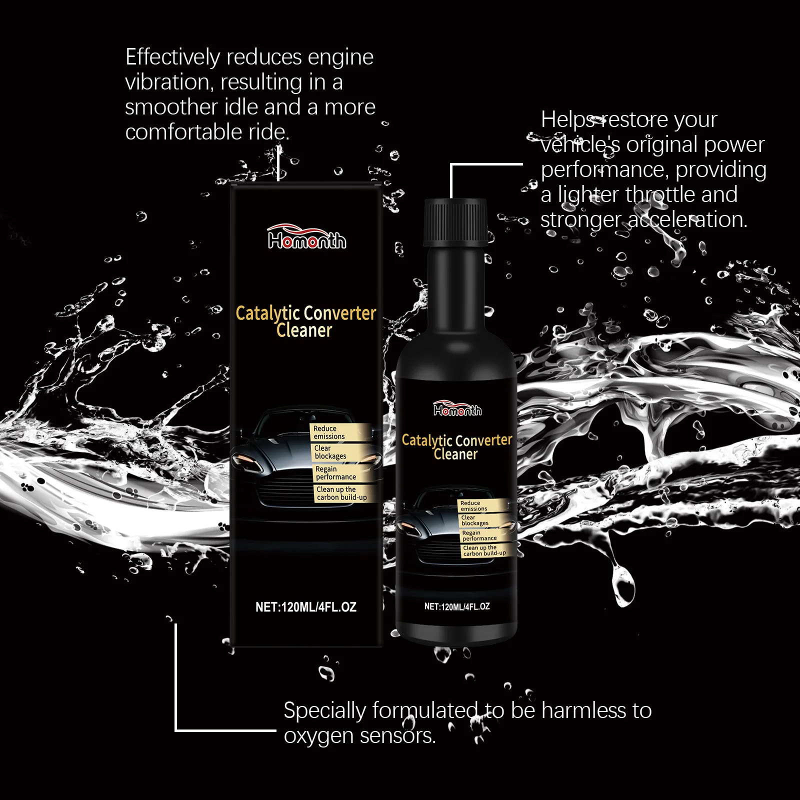 Catalytic Converter Cleaner 120ml Car Engine Carbon Deposit Remover Fuel Additive Clean Oxygen Sensor Purify Exhaust Gas