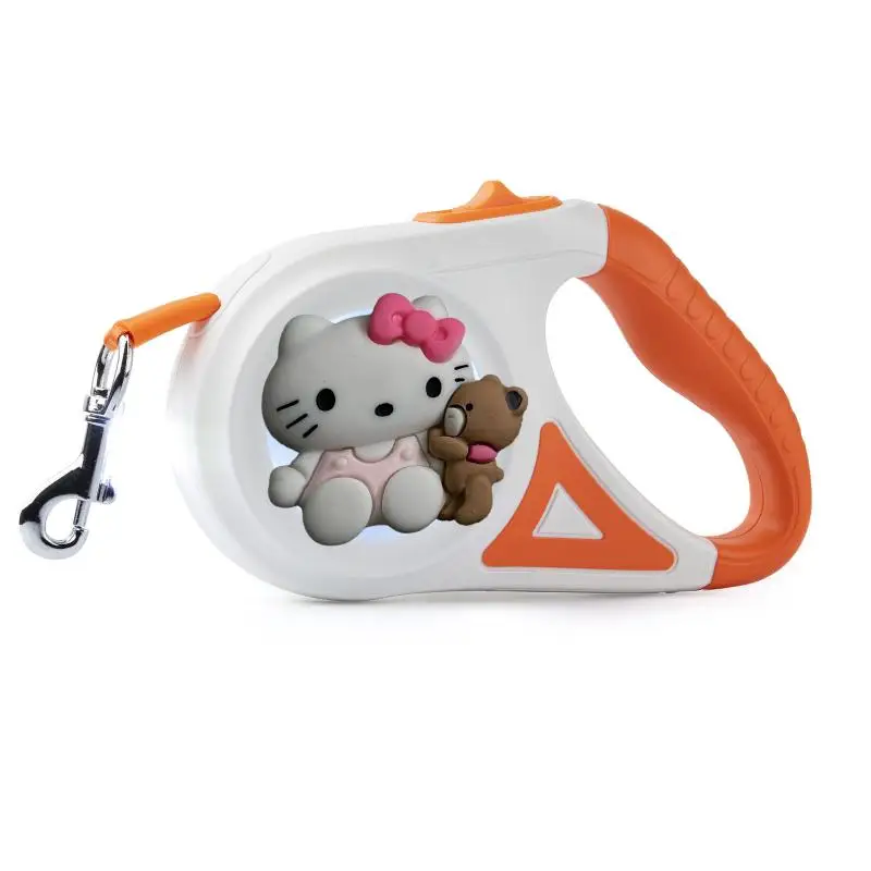 Sanrios with Light Auto Scaling Pet Traction Rope Kawaii Hello Kitty Cartoon Portable Cat Dog Go Out Anti-Lost Rope Pet Supplies